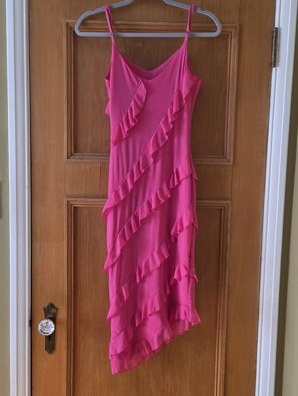 Hot Pink Ruffled Dress - Picture 2 of 7